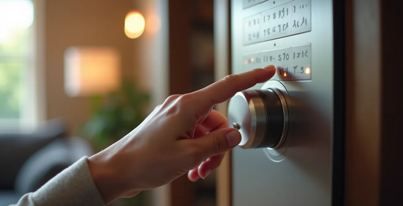 Main approchant d'une serrure intelligente moderne intégrée dans un environnement domotique