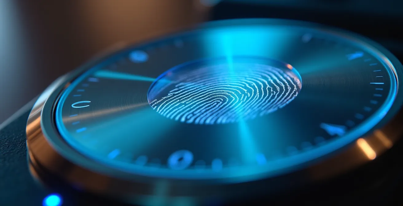 Serrure électronique moderne avec clavier numérique et lecteur d'empreinte digitale