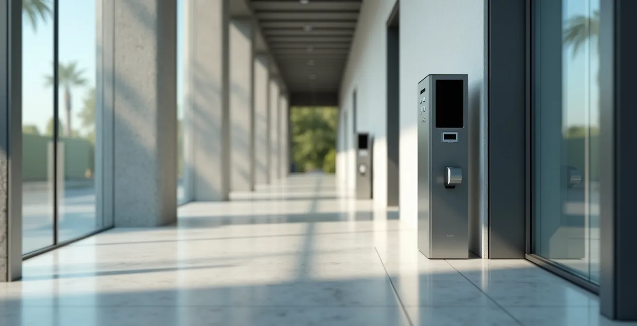 Installation moderne de système de contrôle d'accès avec lecteur biométrique