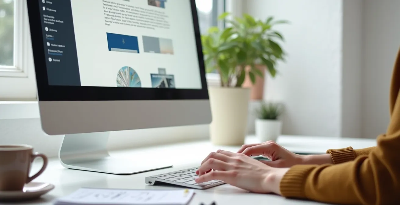 Personne vérifiant les avis et la réputation d'un serrurier sur son ordinateur