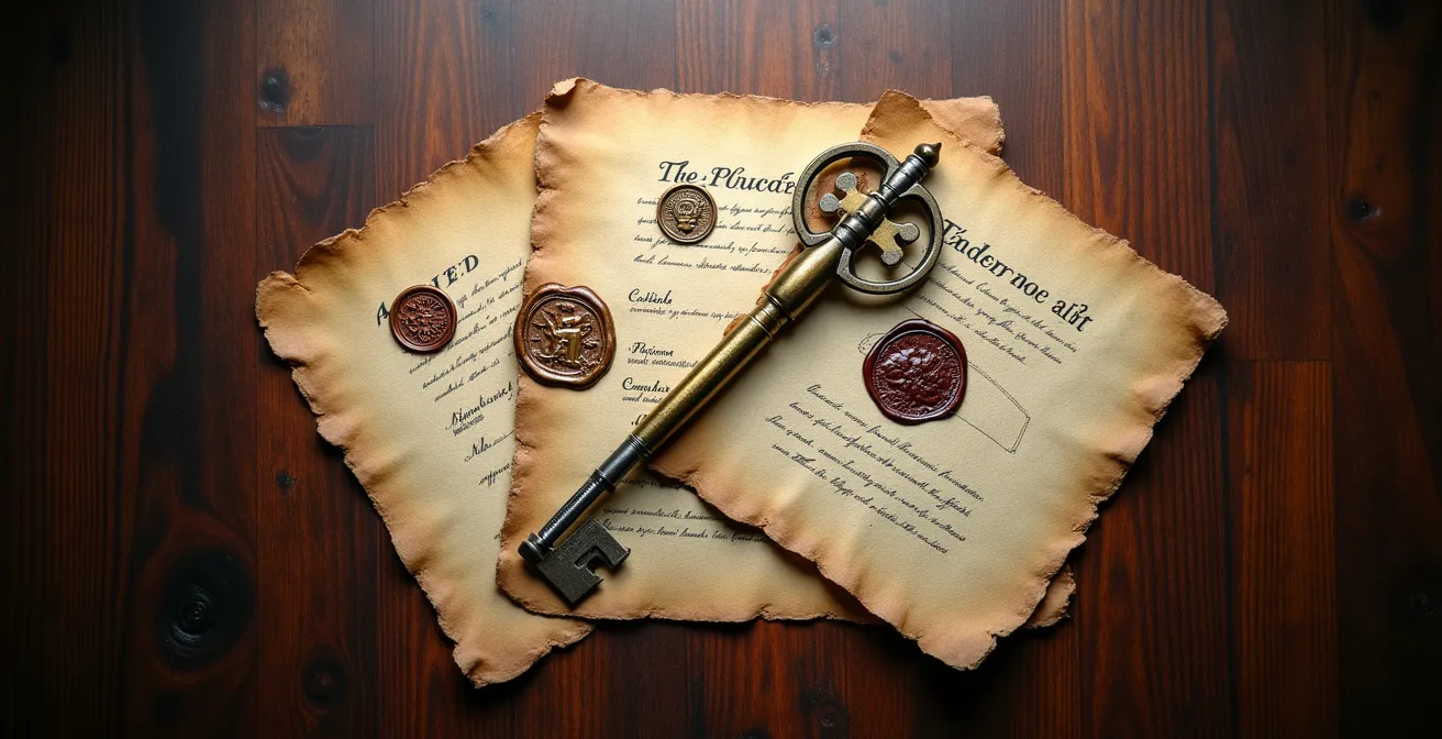 Bureau professionnel avec documents de certification et outils de serrurerie de précision