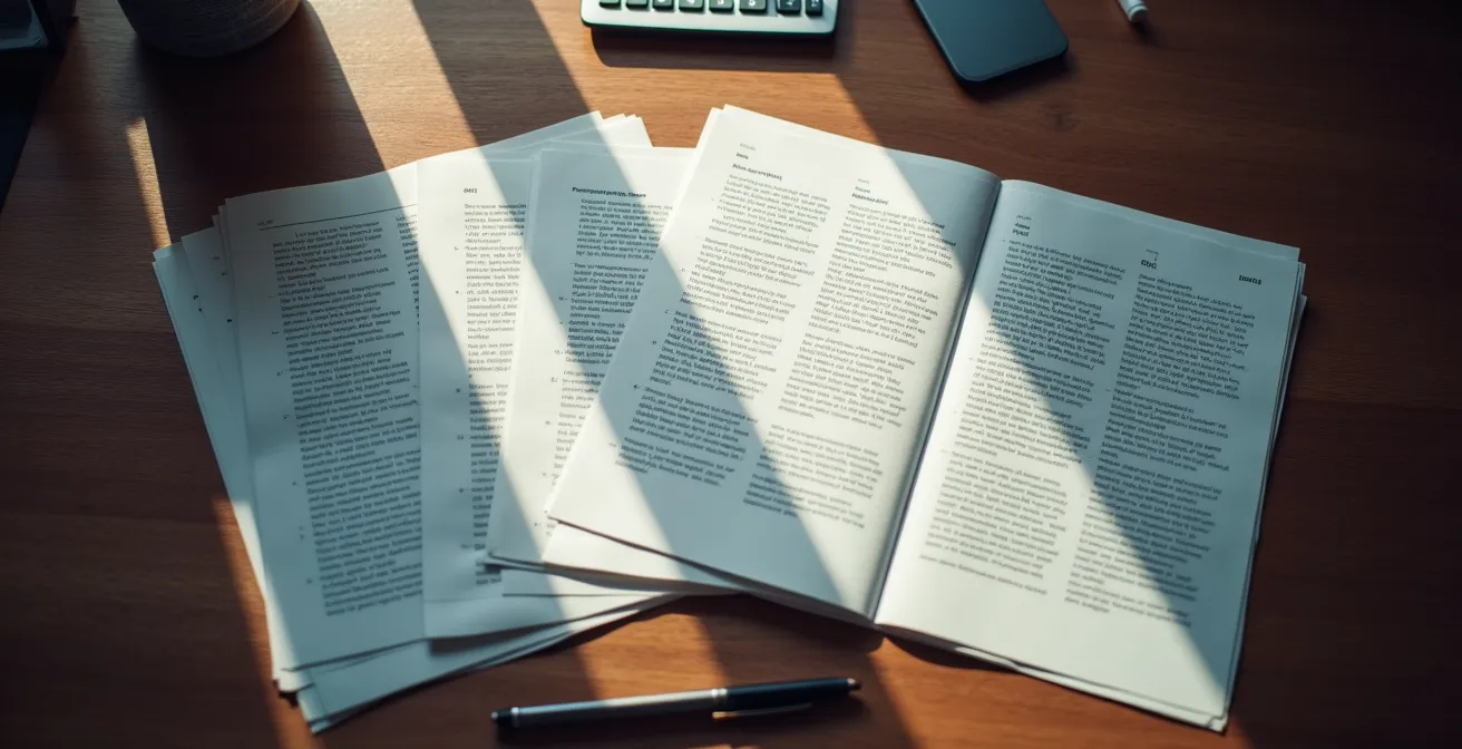 Plusieurs devis de serruriers étalés sur une table avec une calculatrice, illustrant la comparaison des tarifs