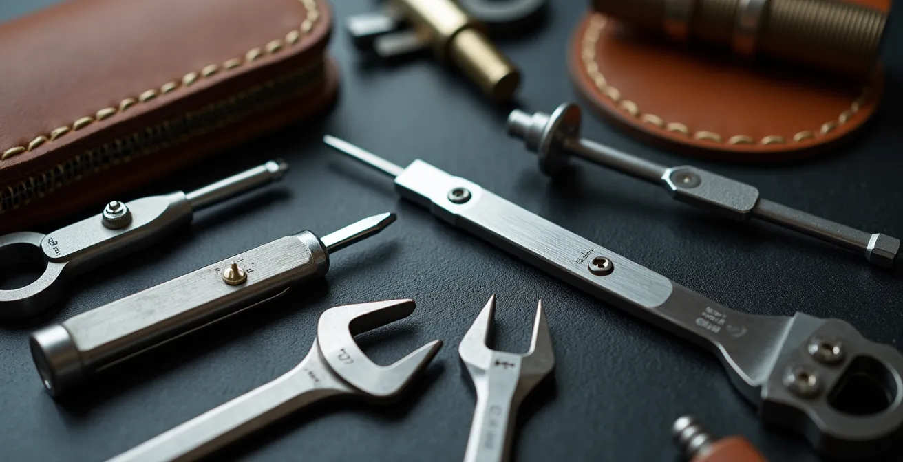 Outillage professionnel de serrurier avec outils de crochetage et instruments de précision