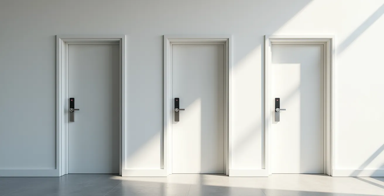 Composition artistique montrant trois technologies biométriques en parallèle